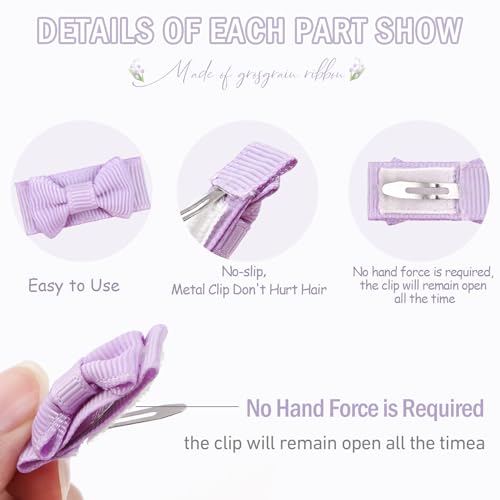 CÉLLOT 60Pcs Baby Hair Clips 1.2" Tiny Baby Bows Snap Hair Clips for Thin Hair Grosgrain Ribbon Hair Bows Clips for Baby Girls Toddlers Infant in Pairs - color: 60pcs/30color