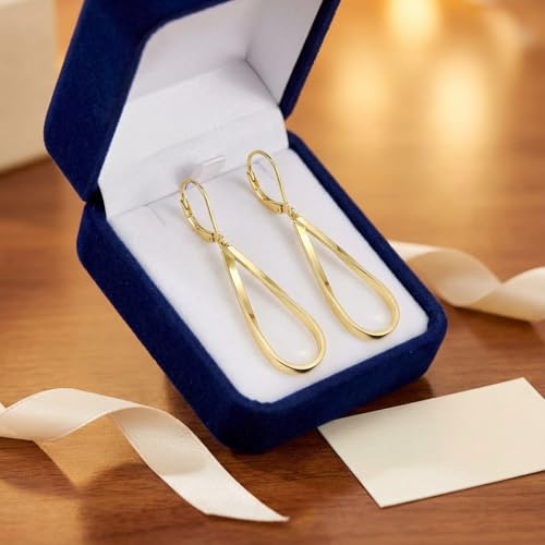 Leverback Dangle Drop Earrings for Women, Hypoallergenic Lightweight Minimalist Jewelry, Fashion Gift for Her, Birthday Anniversary - color: A-Gold