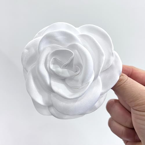 Sanrich Women's Brooches 4pcs Rose Flower Hair Clip Mexican Hair Flowers Clips Hairpin Brooch Tea Party Hats Headpieces (white) - color: white