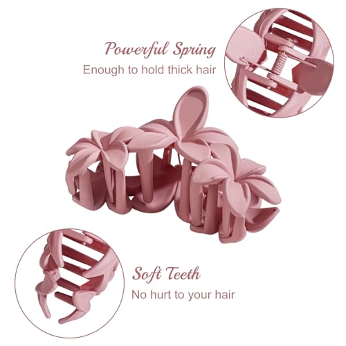 4PCS Plumeria Hawaiian Flower Claw Clips - Large Strong Hold Beach Hair Accessories for Thick Hair (Colorful) - color: Multi-colored-B