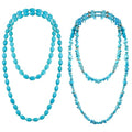 Henoyso 2 Pcs Turquoise Beads Necklace 47.5 Inch Long Endless Necklace Multi Strand Layer Knotted Homemade Jewelry - style: Vivid Style