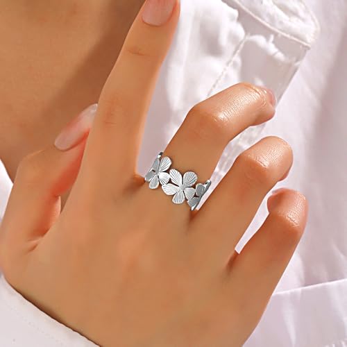 Thumb Rings for Women Chunky Gold Rings for Women Non Tarnish Stainless Steel Adjustable Rings Thumb Silver Ring Wave Curve Ring Dainty Unique Rings - style: 2 - S