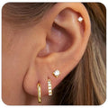 Gold Hoop Earrings Set: Dainty Stud Earrings 14K Gold Plated Earrings for Women Trendy Hypoallergenic Gold Stud Earrings 3-4mm Cubic Zirconia Cartilage Piercing Gold Jewelry for Women Gifts - color: Gold-Set-3/4/8/10mm