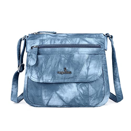Angelkiss Small Womens Crossbody Bag Leather Shoulder Purse for Women Hobo Bag with Adjustable Shoulder Strap - color: Lake Blue