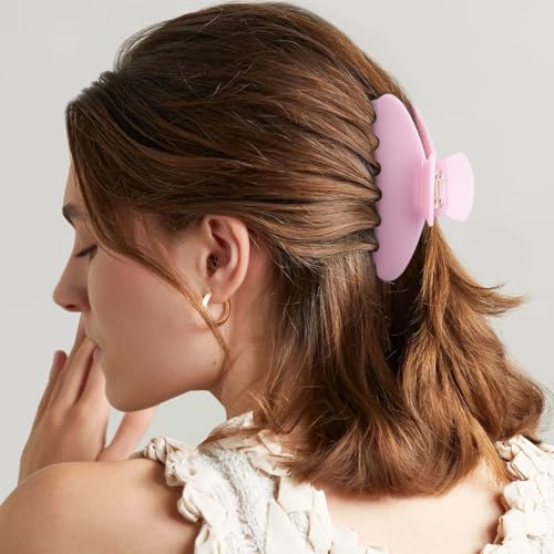 MAORULU Cute Claw Clip for Women – 4.3'' Large Acetate Hair Clips for Thick Thin Curly Long Hair, Durable Hair Clamps Non-slip Jaw Clip, Strong Hold, Stylish French Design (Jelly Pink) - color: Jelly Pink