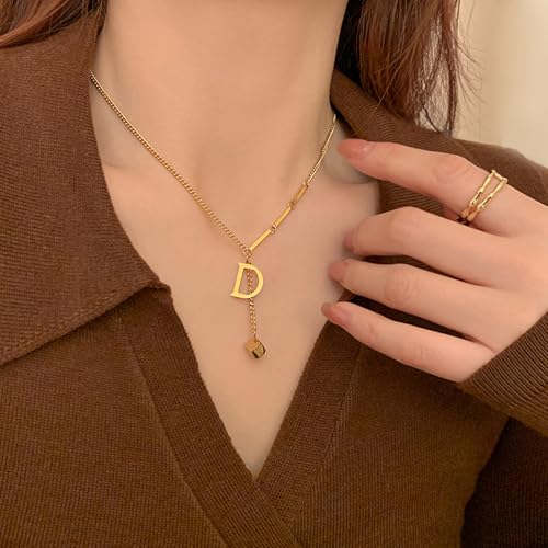 Gold Necklaces for Women Gifts - 14K Gold Plated Necklace for Women Necklaces for Her Tiny Fashion Jewelry for Teens，for Women Friends Jewelry Gifts，Necklace Gold Jewelry Birthday Gifts - style: Letter D necklace