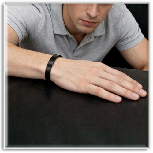 Xusamss Open Cuff Bracelet for Men Stainless Steel Wide Flat Bangle, Simple Mens Jewelry, Polished Steel Bracelet Band for Men, Wide Cuff Bracelet - color: Black