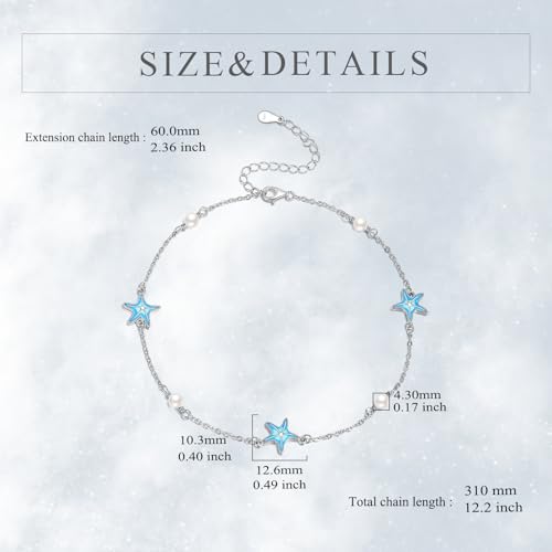 CRMAD Beach Starfish Anklet for Women Sterling Silver Moonstone Beach Anklet Irish Jewelry (starfish) - style: starfish-P