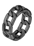 U7 Stainless Steel Mens Rings,7mm Gold/Black/Silver Chain Rings Fidget Spinner Ring Anxiety Ring for Men Women,Size 6-14 - color: Black