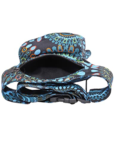 The Collection Royal Handmade Festival Waistpack Boho Hippie Waist Bag Hip Bum Running Belt Fanny Pack Travel Utility Belt (Blk+Blu) - color: Blk+Blu