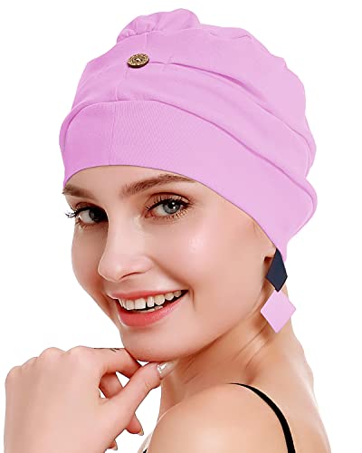 osvyo Cotton Chemo Turbans for Women Cancer Hairloss hat - Cotton Lightweight Headwear Sealed Packaging - color: Cotton Light Pink