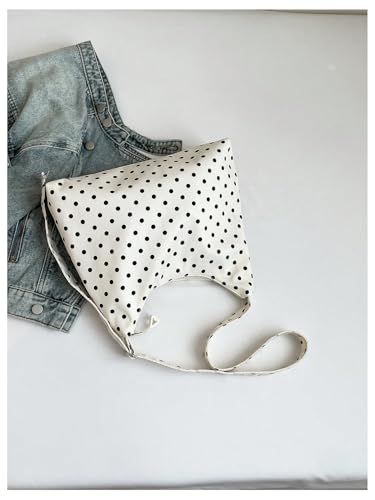 MakeMeChic Women's Leopard Tote Bag Cheetah Oversize Shoulder Bag Weekender Bag - color: Polka Dots White a