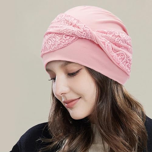 Women Knot Slouchy Beanie Chemo Hat Twist Stretch Cancer Head Wraps Sleep Head Scarf - color: Pink