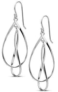 MILLA Teardrop Earrings - Designer Silver Statement Earrings or Gold Dangle Earrings for Women Trendy Upscale Dangly Earrings - color: Double Teardrop / Sterling Silver Plated