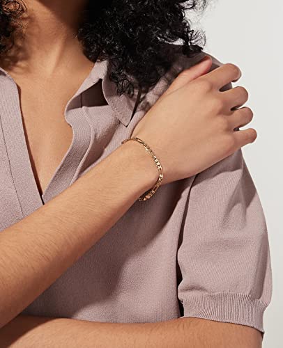 Honsny 6PCS Stainless Steel Bracelets for Women Men,14K Gold Plated Cuban Link Paperclip Chain Bracelet Dainty 6.3/7/7.8/9.5 Inch Stainless Steel Bracelet Set Fashion Jewelry - color: Gold, size: 6.3 Inches