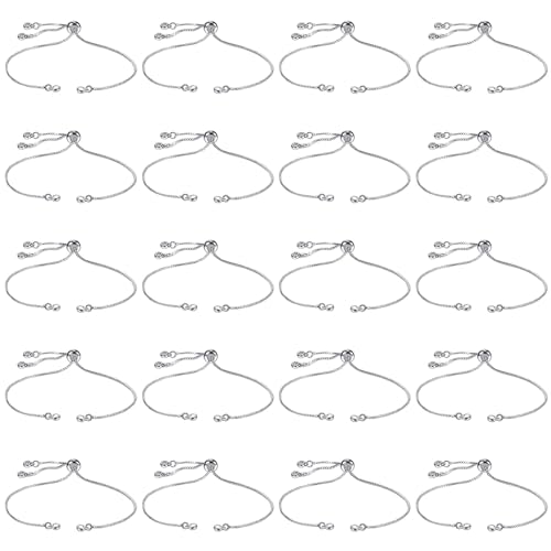 Sureio 10 Pieces Adjustable Slider Bracelet for Jewelry Making Bracelet Chains for DIY Jewelry Making Findings Extender Chains with Rhinestones Ends for Women (Silver) - color: Silver