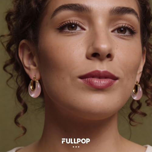 Fullpop Vintage Earrings for Women, Chunky 14K Gold Plated Resin Hoop Earrings Lightweight Hollow Drop Earrings Hypoallergenic Earrings for Women Vintage Anthropologie Jewelry Gifts for Women - size: Round-Pink