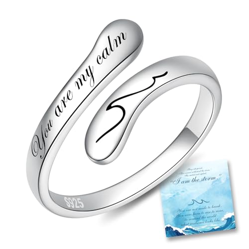 I Am the Storm Sterling Silver Ring for Women Adjustable Open Thumb Ring Inspirational Jewelry - color: You are my calm
