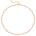 MTMY Beaded Necklaces for Women 14K Gold Plated Dainty Colorful Green/Rose Beaded Pearl Choker Necklace Delicate Boho Choker Necklace Jewelry Gift - style: Crystal-rose
