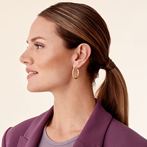 PAVOI 14K Gold Plated 925 Sterling Silver Posts Cubic Zirconia Hoop Earrings for Women | Halo CZ Gold Huggie Hoops - color: White Gold, size: 30 Millimeters