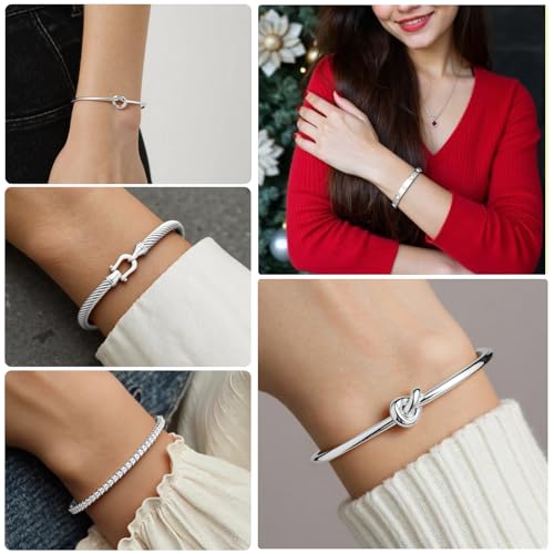 18 K Gold Plated Love Bangle Bracelet Stack Cuff Jewelry for Women Jewelry Set for Women Gift with Box - style: style19