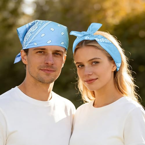 Morcheiong 8/16 Pcs Bandanas Paisley Bandana Head Scarf Headband Handkerchiefs for Men Women Boy Girls - color: Blue