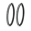 CiNily Mult-colors Crystal Stainless Steel Hoop Earring for Women Hypoallergenic Jewelry for Sensitive Ears Large Big Hoop Earrings 2" - color: Black-a