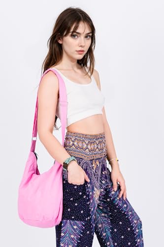 Your Cozy Hobo Sling Bags For Women Crossbody Bag Thai Top Handmade Shoulder Bag with Adjustable Strap - color: Pink