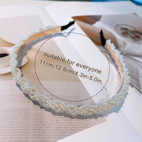 6 Pack Pearl Headbands for Women Girls, Gold Metal Hair Bands Set, Elegant Bridal Wedding Hair Accessories, Vintage Twisted Braided Hair Hoops, Non-Slip Headpiece for Birthday Gift - color: Type 17