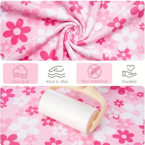 Basumee Microfiber Hair Towel Wrap for Kids 2 Pack Rapid Drying Hair Towel with Button Hair Turbans for Wet Hair Wraps Head Towel Wrap for Women and Girls - color: Pink White Purple Flowers