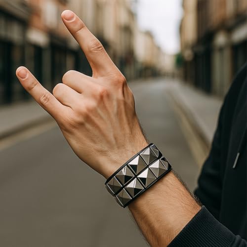 Adjustable Leather Bracelets, Leather Wrap Bracelets Leathers Cuff Bracelet Leathers Wristband for Women for DIY Craft Jewelry Making - style: Punk