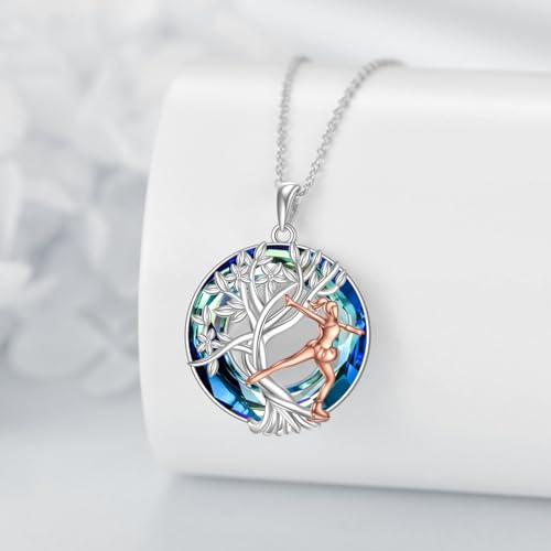 YFN Tree of Life Necklace Sterling Silver Crystal Jewelry Graduation Birthday Gifts for Women - color: Skate