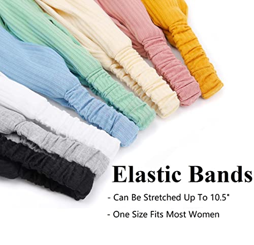 Huachi Boho Head Bands for Women Non Slip Twist Hairbands for Short Hair Fashion Summer Hair Accessories, Solid Color, 8Pcs - color: Bloom Your Beauty