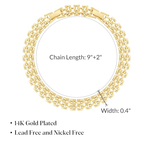 KissYan Gold Ankle Bracelets for Women, 14K Gold Anklets Chunky Cuban Link Chain Summer Beach Foot Jewelry Gifts for Women - color: Brick Link-Gold