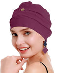 osvyo Cotton Chemo Turbans for Women Cancer Hairloss hat - Cotton Lightweight Headwear Sealed Packaging - color: Cotton Light Burgundy
