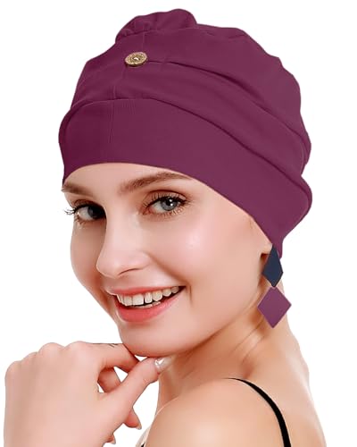osvyo Cotton Chemo Turbans for Women Cancer Hairloss hat - Cotton Lightweight Headwear Sealed Packaging - color: Cotton Light Burgundy