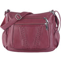 ELDA Crossbody Bags For Women Pocketbooks Soft PU Leather Purses and Handbags Multi Pocket Shoulder Bag - color: Dark Red
