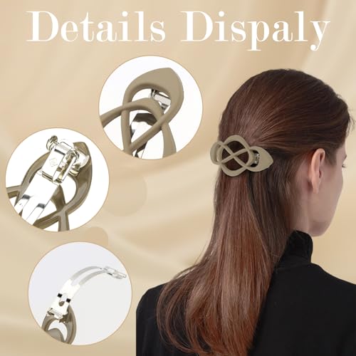 6PCS French Hair Barrettes for Women, Vintage Barrette Hair Clips for Thick Thin Fine Hair Girls - color: Khaki, Brown, Blue, Black