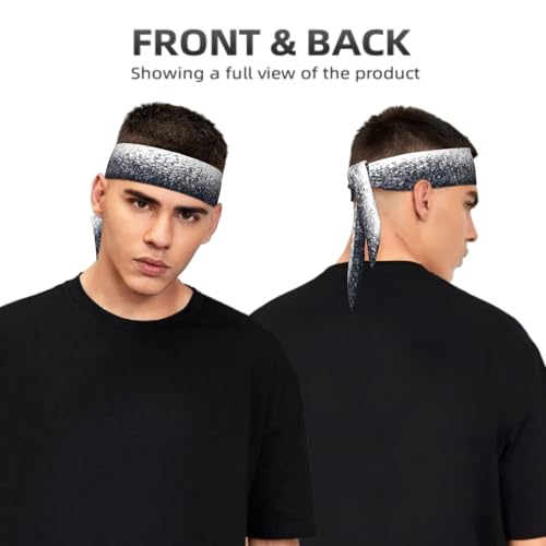 Sports Tie Headband Bandana Running Athletic Sweat Band Elastic Adjustable Sport Head Tie for Men Women Head Ties Ninja Tie Headbands Tennis Sweatbands Soccer Basketball Teams Running Head Band - color: Black white gradient
