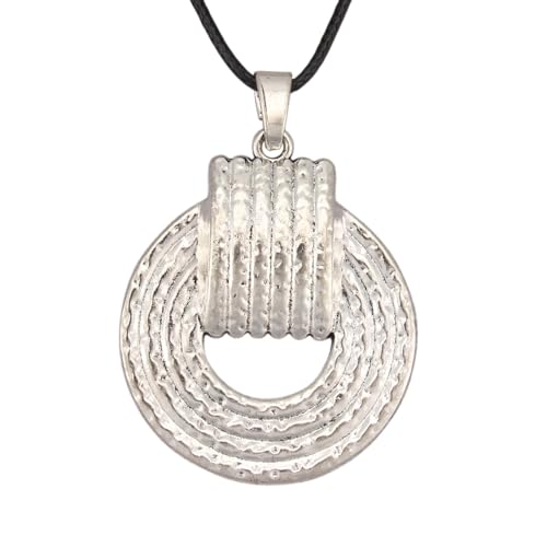 JAOYU Bohemian Necklaces for Women Leather Necklace Wood Pendant Choker Long Brown Necklace Chunky Circle Boho Hippie Jewelry - style: Boho Leather Necklace Women