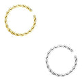 Forbidden Body Jewelry Nose Rings Set Surgical Steel Braided Hoops for Pierced and Fake Nose and Cartilage Piercings 14G-20G - style: 16g 8mm Silver/Gold Tone (2Pcs)