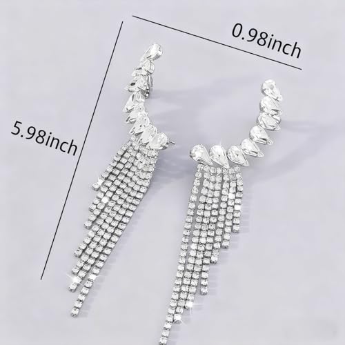 Crystal Ear Cuff Earrings for Women Rhinestone No Piercing Crystal Sparkly Ear Cuff Statement Earrings Wedding Party Jewelry - style: Left B