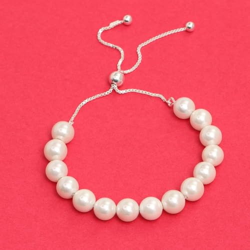 LeCalla Pearl Bracelets for Women in 925 Sterling Silver & 14K Gold-Plated Silver | Adjustable Pearl Bolo Bracelets | Handmade Sliding Chain Beaded Bracelet Jewelry Gifts for all Occasions - color: Bolo Bead Bracelet