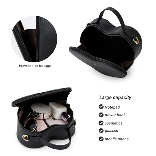Crossbody Purse for Women Small Crossbody Bags Trendy Vegan Leather with Adjustable Shoulder Straps Gift for Mother Wife Mom - color: Black Heart Shape
