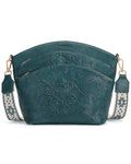 Crossbody Bags For Women, Vegan Leather Crossbody Purses with Boho Strap, Daily Travel Shoulder Handbag - color: Peacock Blue