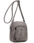FADEON Small Purses for Women Crossbody Bags, Designer PU Leather Mini Cross Body Purse Travel Shoulder Bag Card Slots - color: Charcoal Grey Retro Style