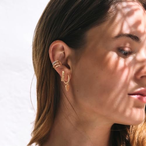 MTMY Gold Ear Cuff Earring for Women 14K Gold Plated Cubic Zirconia Non-Pierced Clip on Cartilage Chunky Ear Cuffs Hypoallergenic Jewelry - style: cz triple