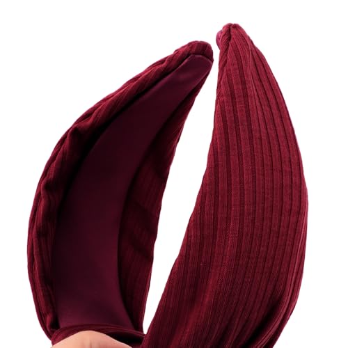 YISSION Wide Knotted Headbands for Women Non Slip Head Band Red Headband Fashion Top Knot Hairband Hair Accessories for Women Girls - color: Red
