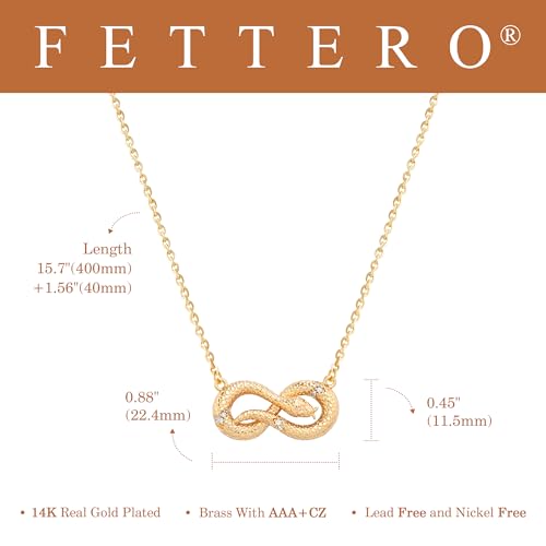 Fettero Animal Necklaces for Women 14K Gold Plated Charm Snake Necklace Elephant Bird Cat Butterfly Pendant Cute Dainty Necklace Jewelry - style: Snake Infinity
