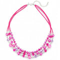 Noessla Beaded Statement Necklaces for Women Layered Chunky Bead Necklace Fashion Costume Jewelry Gifts for Mom - color: Hot Pink